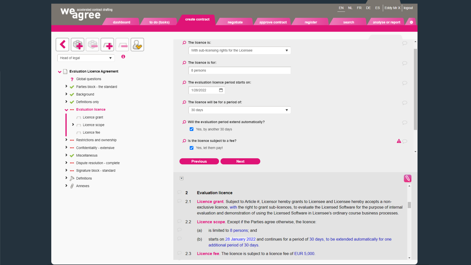 screenshot of Weagree Wizard